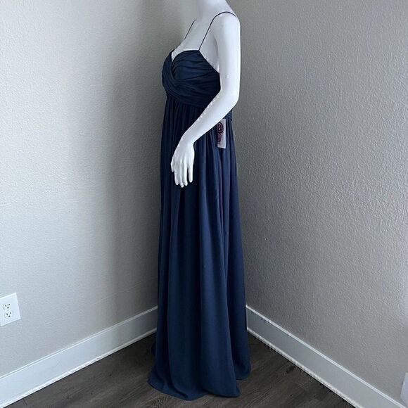 Amsale Maternity Size 12 Janan Maxi French Blue Flat Chiffon Bridesmaid Wedding - Picture 6 of 12